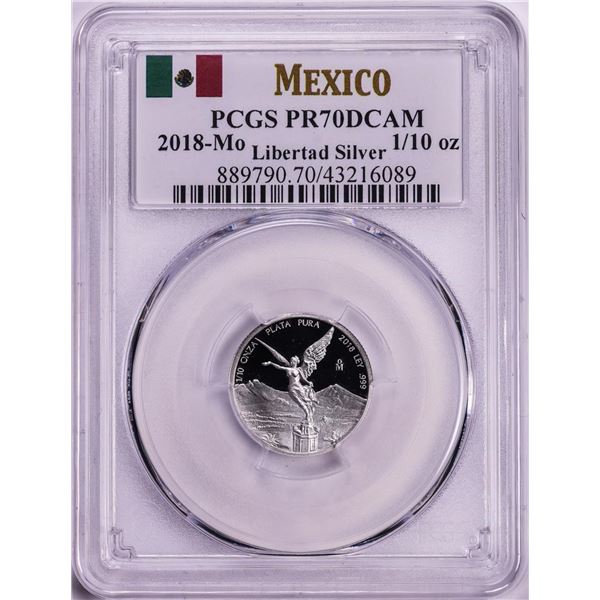 2018-Mo Mexico Proof 1/10 oz Silver Libertad Coin PCGS PR70DCAM