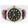 Image 3 : Rolex Men's Two Tone Olive Green Diamond Oyster Perpetual Wristwatch with Leather Band