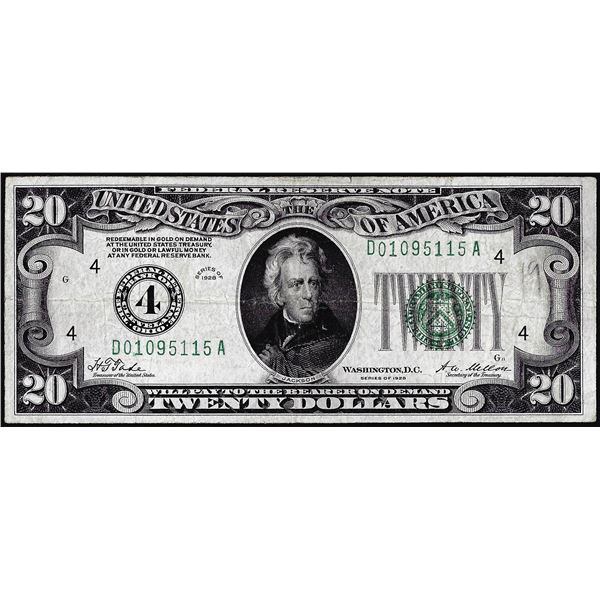 1928 $20 Federal Reserve Note Cleveland