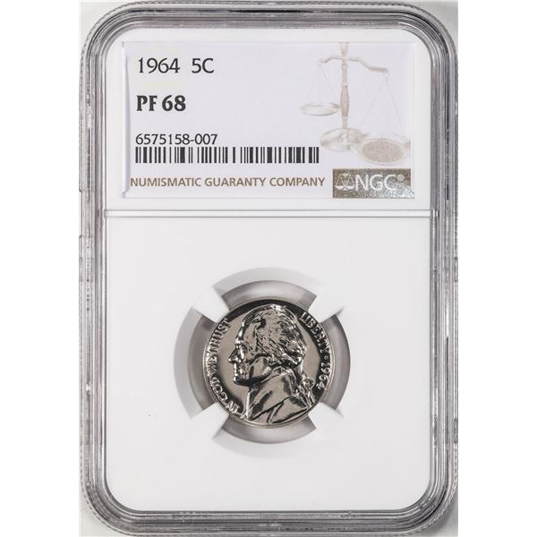 1964 Proof Jefferson Nickel Coin NGC PF68