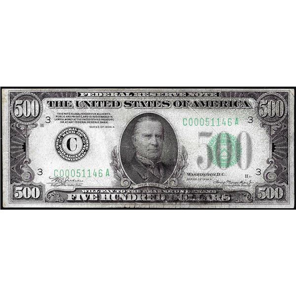 1934A $500 Federal Reserve Note Philadelphia