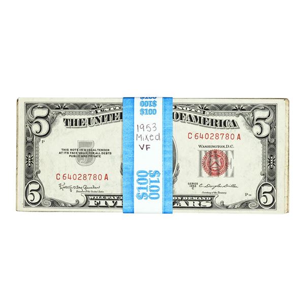 Lot of (20) Mixed Series 1953 $5 Legal Tender Notes - Very Fine