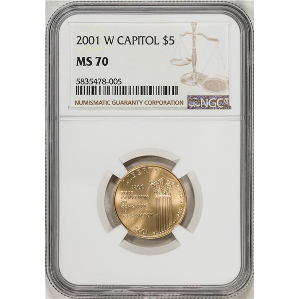 2001-W $5 Capitol Visitor Center Commemorative Gold Coin NGC MS70