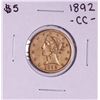 Image 1 : 1892-CC $5 Liberty Head Half Eagle Gold Coin