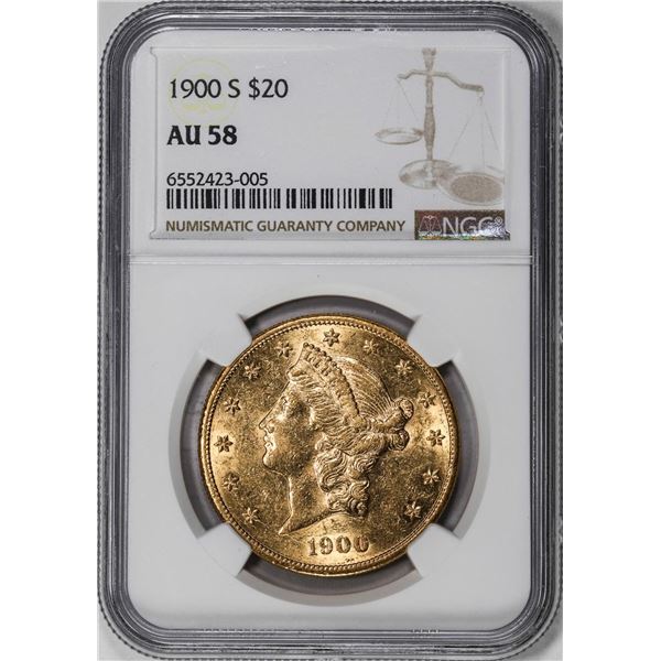 1900-S $20 Liberty Head Double Eagle Gold Coin NGC AU58