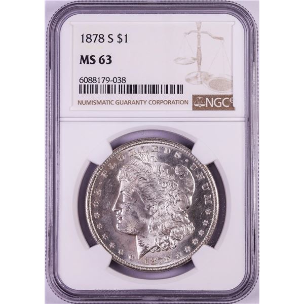 1878-S $1 Morgan Silver Dollar Coin NGC MS63