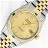 Image 2 : Rolex Men's Two Tone Champagne Diamond & Emerald Datejust Wristwatch