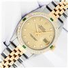 Image 3 : Rolex Men's Two Tone Champagne Diamond & Emerald Datejust Wristwatch