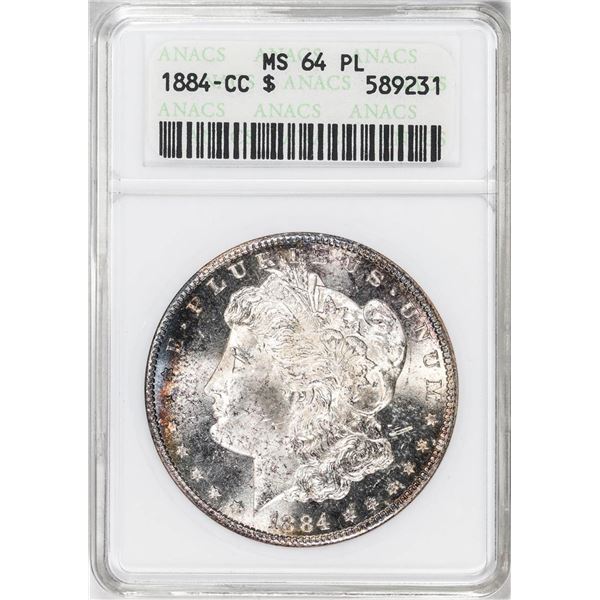 1884-CC $1 Morgan Silver Dollar Coin ANACS MS64 PL