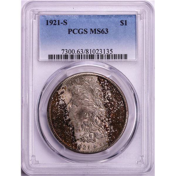 1921-S $1 Morgan Silver Dollar Coin PCGS MS63 Nice Toning