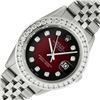 Image 2 : Rolex Men's Stainless Steel Red Vignette 3 ctw Diamond Datejust Wristwatch