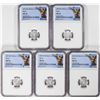 Lot of (5) 2021-Mo Mexico 1/20 oz Silver Libertad Coins NGC MS70