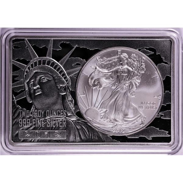 2012 $1 American Silver Eagle Coin & 2oz Silver Bar Set