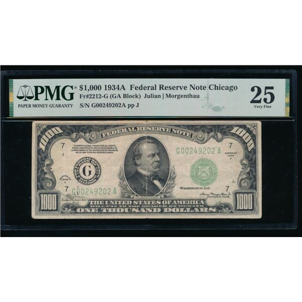 1934A $1000 Chicago FRN PMG 25