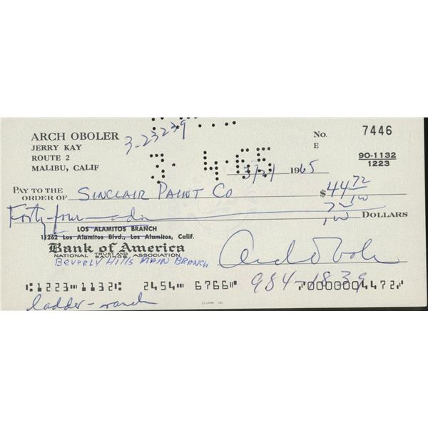 Lights Out Arch Oboler  signed check