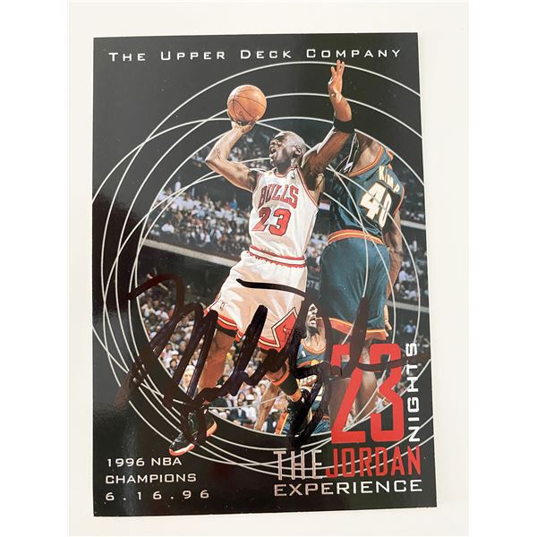 Michael Jordan signed Upper Deck 1996 NBA Champions card