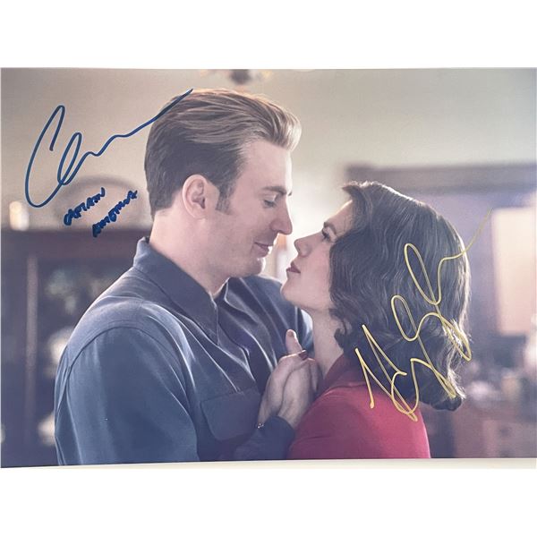 Captain America Chris Evans and Peggy Atwell signed photo