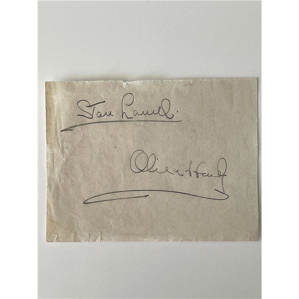 Comedy duo Stan Laurel and Oliver Hardy original signatures
