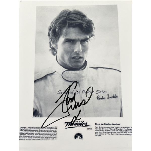 Days of Thunder Tom Cruise signed movie photo