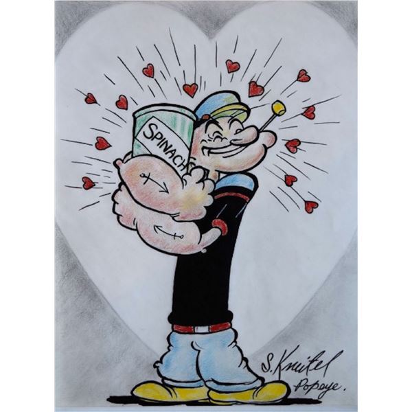 Seymour Kneitel original signed Popeye drawing