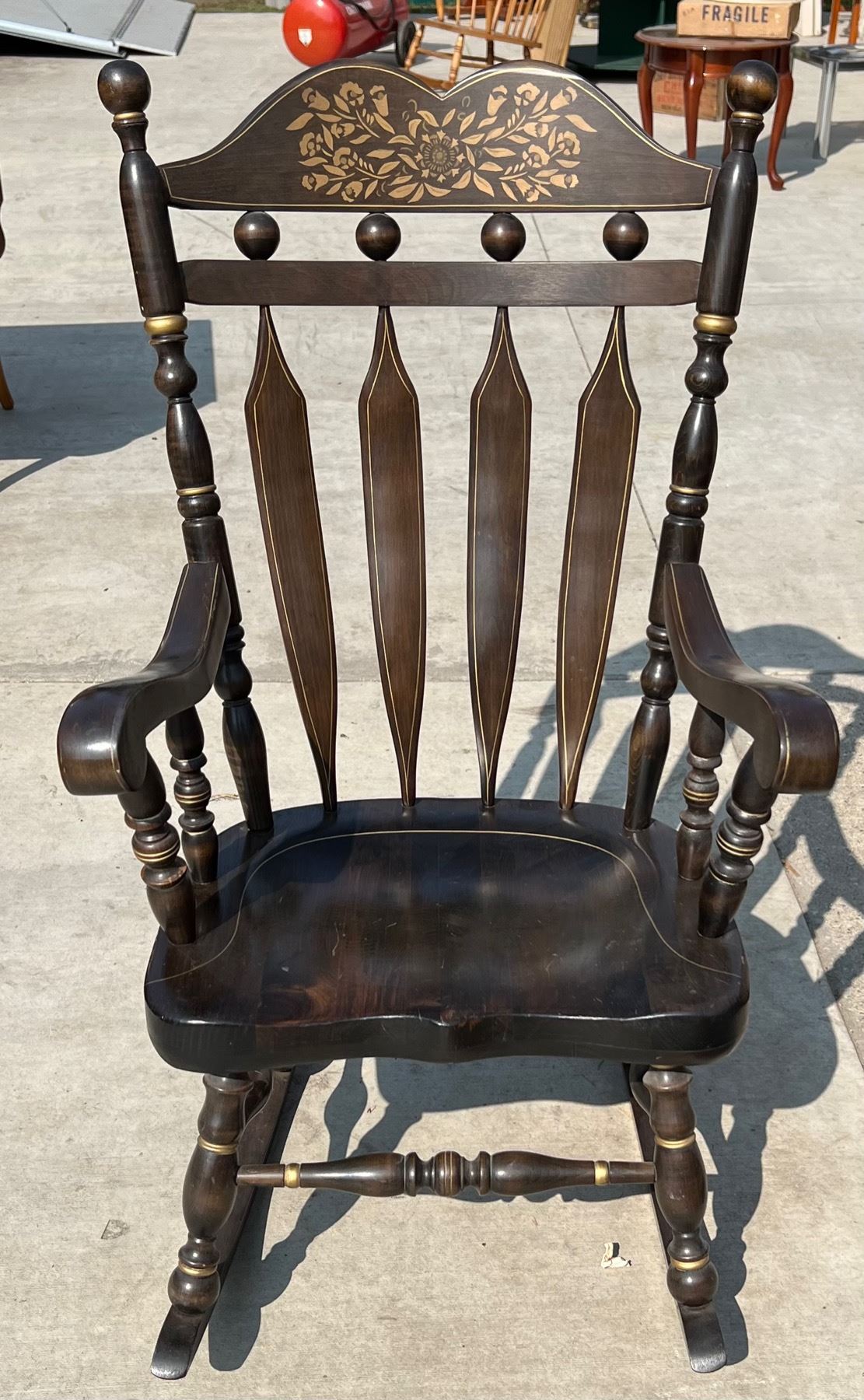 Vintage Style Rocking Chair VINTAGE HITCHCOCK STYLE MAPLE ROCKING CHAIR WITH STENCIL - Cornerbids
