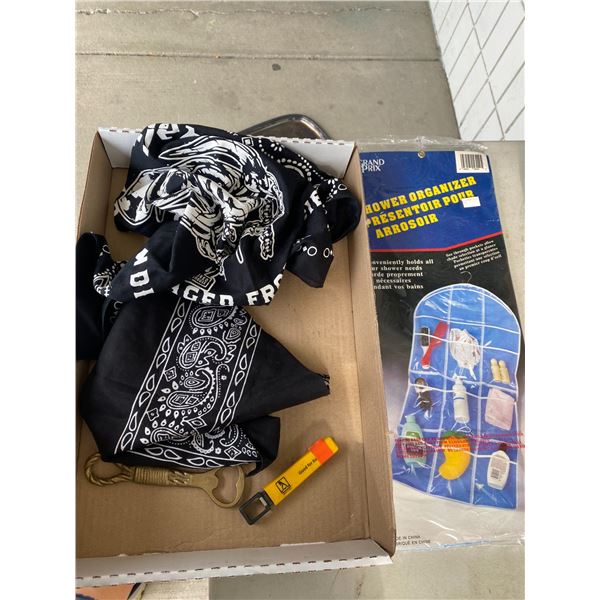 Bandannas, bottle opener etc