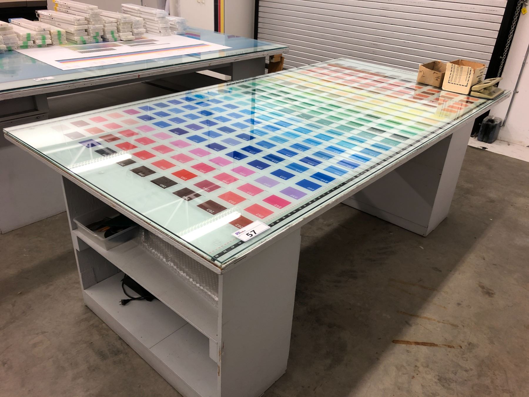 8' X 5' GLASS TOP LAY OUT TABLE