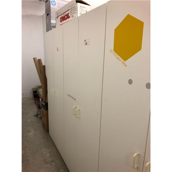 WHITE 80"T X 3'W STORAGE CABINET WITH CONTENTS