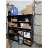 Image 1 : 2 BLACK WOOD 5 TIER SHELVES WITH CONTENTS OF ASSORTED EXHIBITER HARDWARE, ERCO LIGHT CABLE