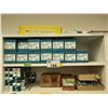 Image 2 : 9 SHELVES OF ASSORTED HARDWARE INCLUDING ROTO LOCK RECEPTACLES, BOLTS, PINS, HINGES, END PLATES,