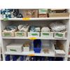 Image 3 : 9 SHELVES OF ASSORTED HARDWARE INCLUDING ROTO LOCK RECEPTACLES, BOLTS, PINS, HINGES, END PLATES,