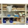 Image 2 : 8 SHELVES OF ASSORTED HARDWARE INCLUDING MAGNETS, HANGERS, LATCHES, LOCKS, HANDLES, NUTS, BOLTS AND