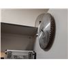 Image 5 : WHITE/BLACK 2 DOOR 5 TIER STORAGE CABINET WITH CONTENTS OF ASSORTED SAW BLADES AND EXTENSION CORDS