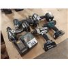 Image 2 : LOT OF 5 ASSORTED MAKITA CORDLESS POWER DRILLS, 1 CORDLESS IMPACT DRIVER, 5 BATTERIES, AND 1