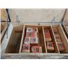 Image 2 : WOODEN MOBILE 30"W X 20"D X 36"H TECHNICIANS TOOL CRATE WITH ASSORTED HARDWARE