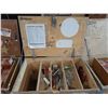 Image 2 : WOODEN MOBILE 30"W X 20"D X 36"H TECHNICIANS TOOL CRATE WITH ASSORTED HAND TOOLS