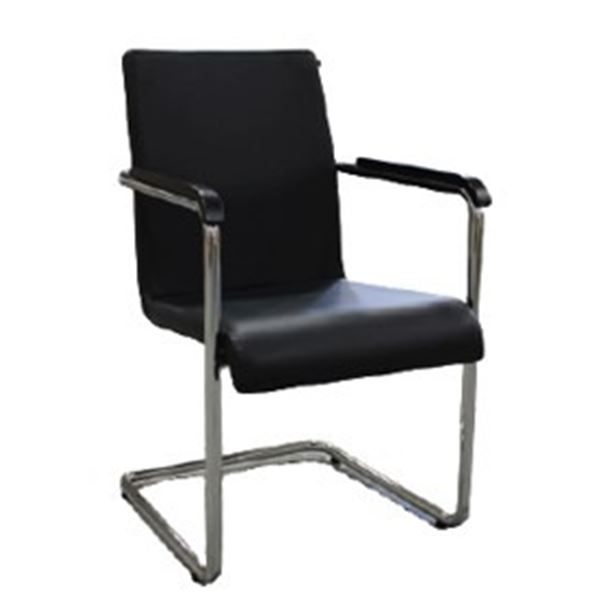 SKID 157 - BLACK LEATHER UPHOLSTERED DINING CHAIRS