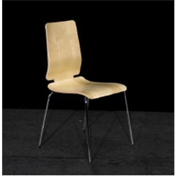 SKID-52 - GILBERT, MAPLE SEAT W/ CHROME LEGS