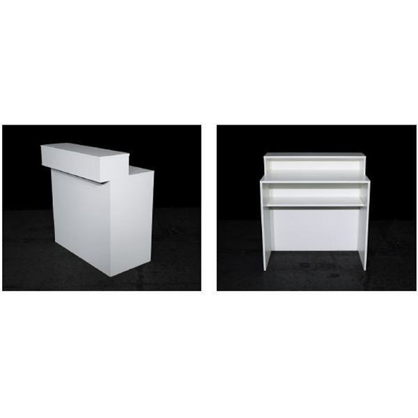 SKID 98 - EXHIBITOR INFO COUNTERS, WHITE MEL, 900X600X1100MM(H)