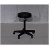 Image 1 : SKID 72 - BLACK TASK STOOL, ROUND SEAT, BLACK LEATHER, SKID 73 - GREY OFFICE CHAIR ON WHEELS, GREY