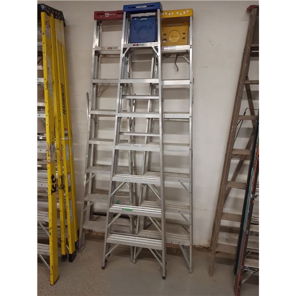 3 ASSORTED BRAND 8' ALUMINUM STEP LADDERS