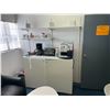 Image 2 : CONTENTS OF BACK LUNCH ROOM INCLUDING 2 LEATHER LOVE SEATS, COFFEE TABLE, SNACK TABLE, GAS LIFT