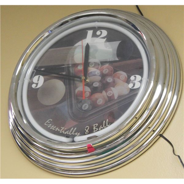 ESSENTIALLY 8 BALL LIGHT UP BATTERY OP. LIGHT UP WALL CLOCK * UNTESTED*