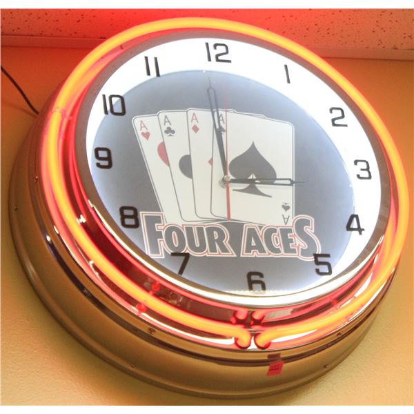 FOUR ACES LIGHT UP WALL CLOCK