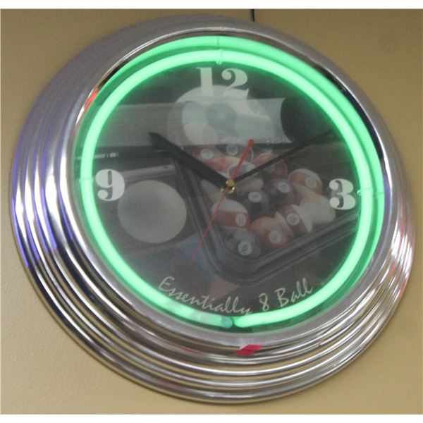 ESSENTIALLY EIGHT BALL LIGHT UP WALL CLOCK- GREEN