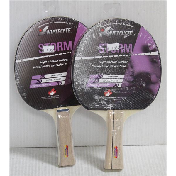 LOT OF 2 SWIFTFLYTE STORM HIGH CONTROL RUBBER PING PONG PADDLES