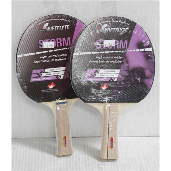 LOT OF 2 SWIFTFLYTE STORM HIGH CONTROL RUBBER PING PONG PADDLES