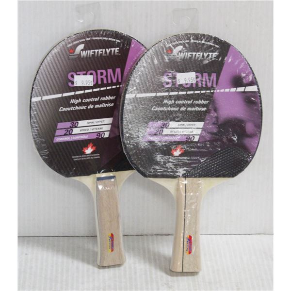 LOT OF 2 SWIFTFLYTE STORM HIGH CONTROL RUBBER PING PONG PADDLES