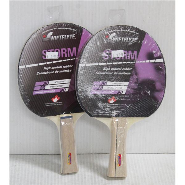 LOT OF 2 SWIFTFLYTE STORM HIGH CONTROL RUBBER PING PONG PADDLES