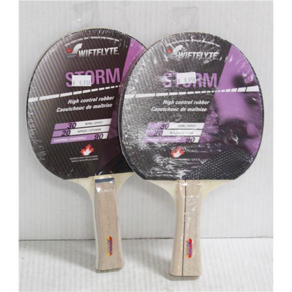 LOT OF 2 SWIFTFLYTE STORM HIGH CONTROL RUBBER PING PONG PADDLES